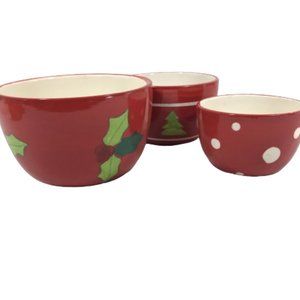 Atico Christmas Bowl Set Red White Polka Dot Christmas Tree Pattern